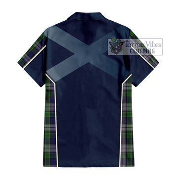 Colquhoun Dress Tartan Short Sleeve Button Shirt with Family Crest and Lion Rampant Vibes Sport Style