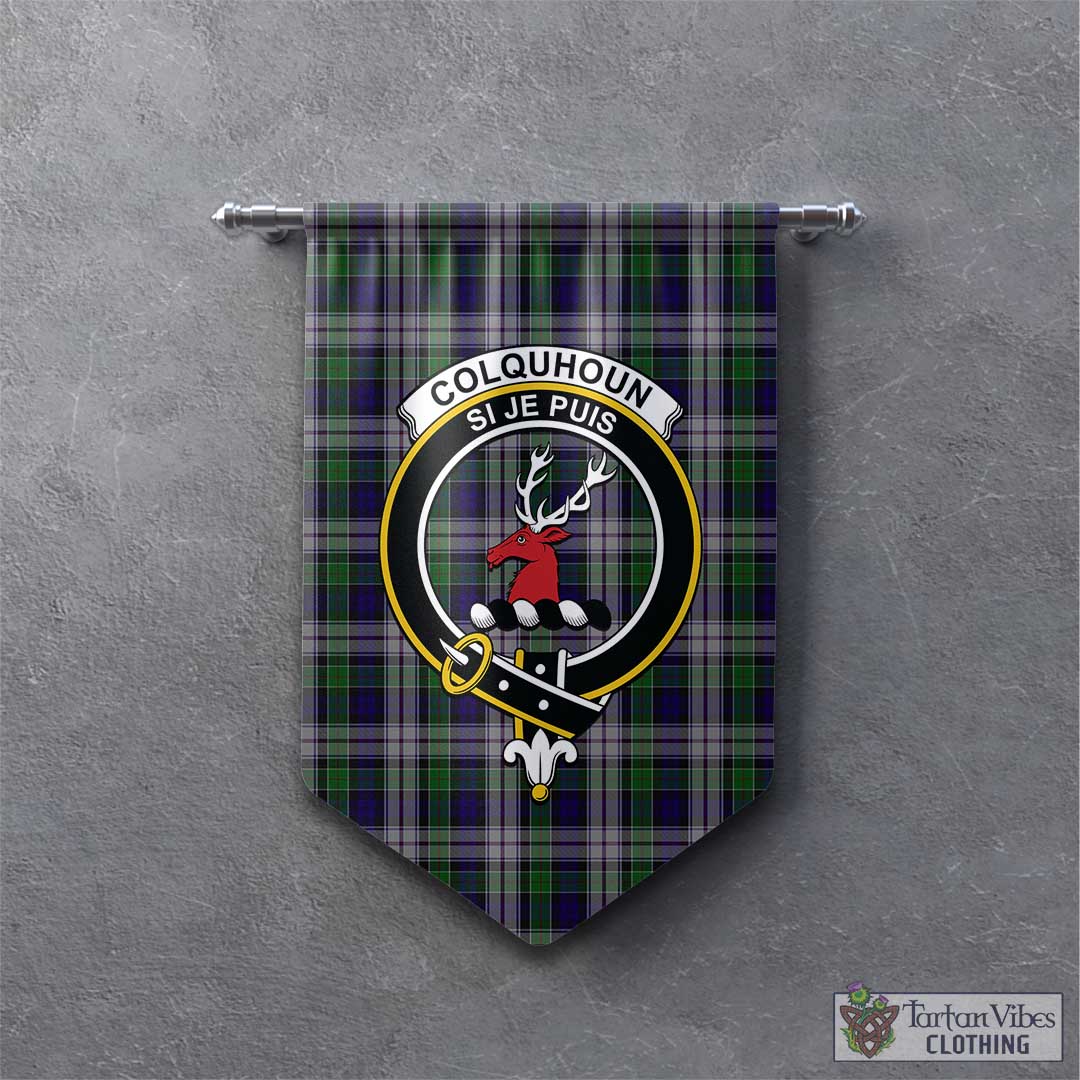 Tartan Vibes Clothing Colquhoun Dress Tartan Gonfalon, Tartan Banner with Family Crest