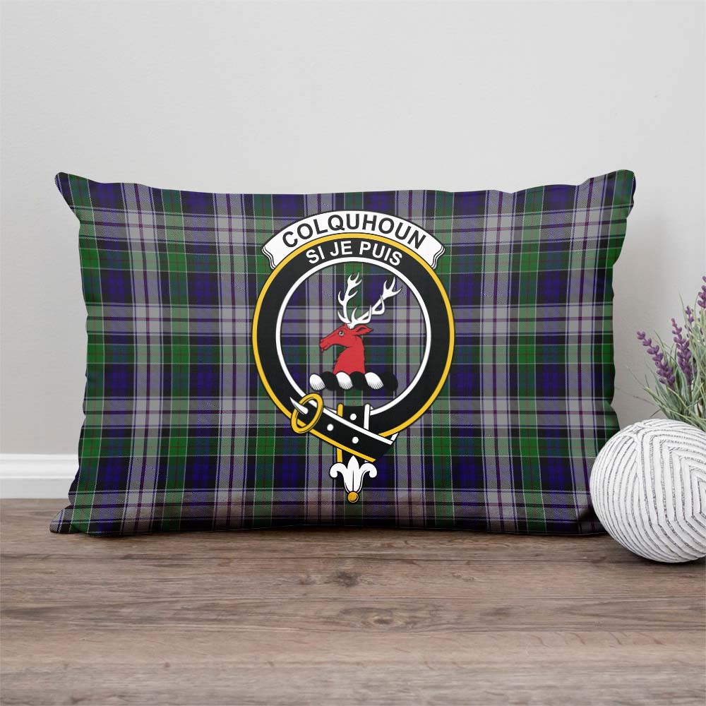 Colquhoun Dress Tartan Pillow Cover with Family Crest Rectangle Pillow Cover - Tartanvibesclothing