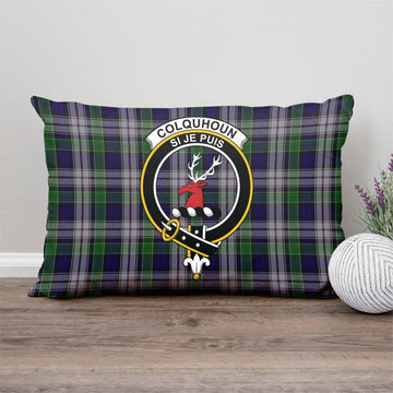 Colquhoun Dress Tartan Pillow Cover with Family Crest