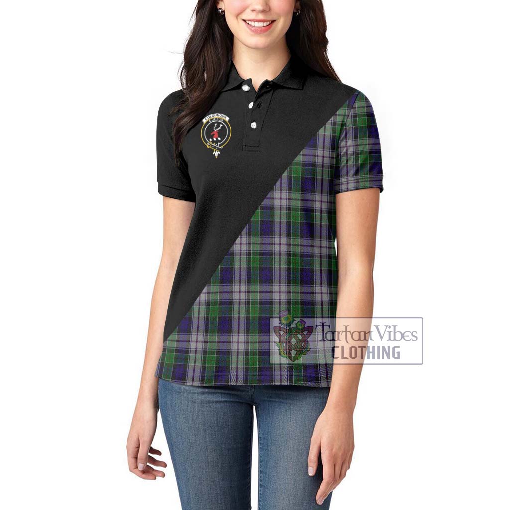 Tartan Vibes Clothing Colquhoun Dress Tartan Women's Polo Shirt with Family Crest and Military Logo Style