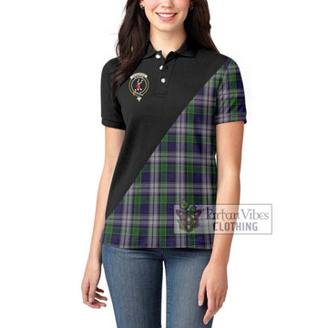 Colquhoun Dress Tartan Women's Polo Shirt with Family Crest and Military Logo Style