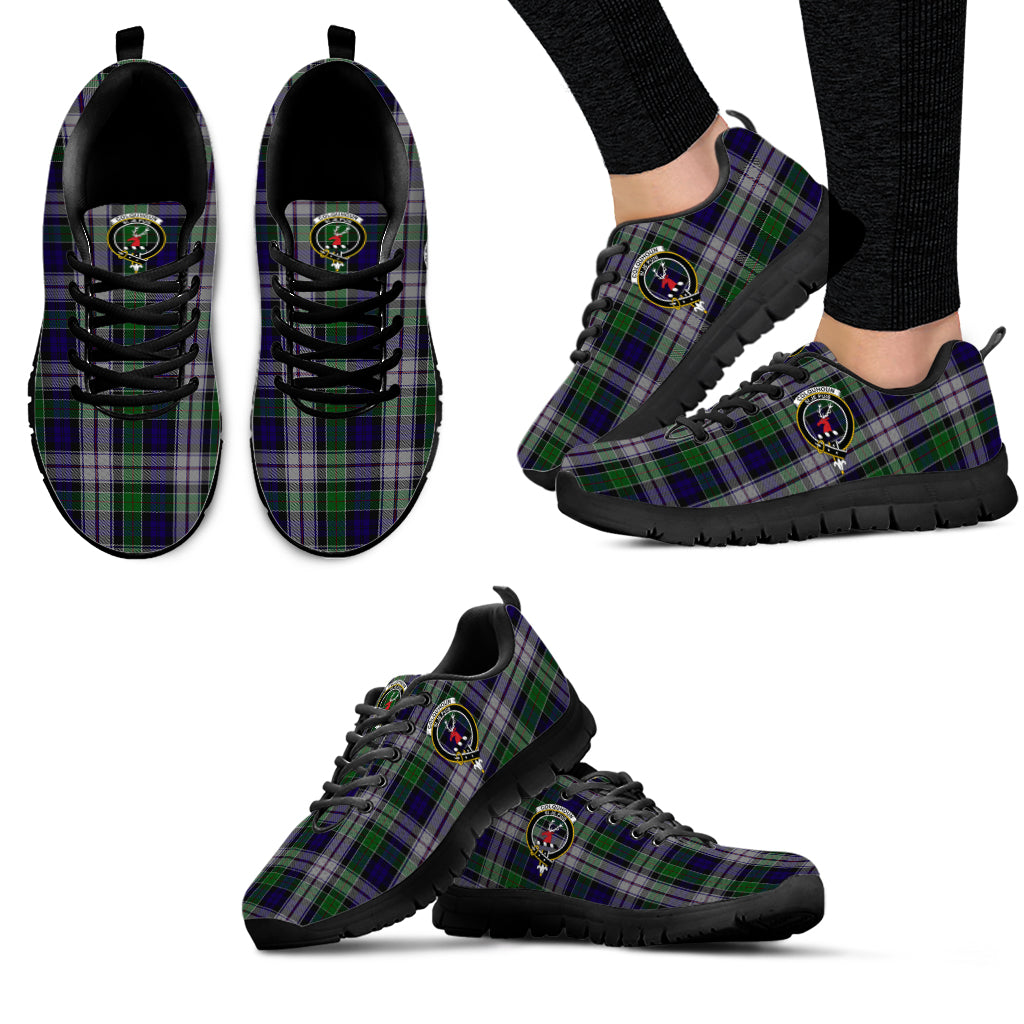 Colquhoun Dress Tartan Sneakers with Family Crest - Tartan Vibes Clothing