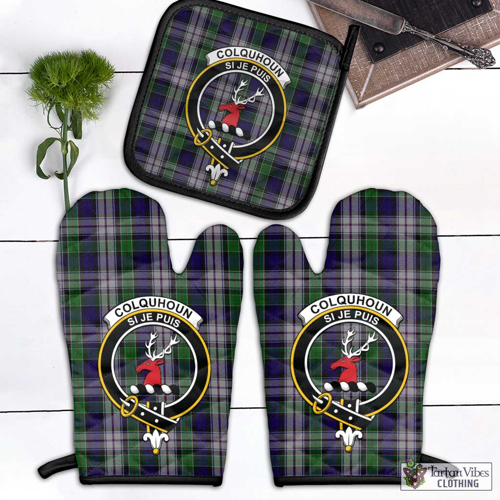 Tartan Vibes Clothing Colquhoun Dress Tartan Combo Oven Mitt & Pot-Holder with Family Crest