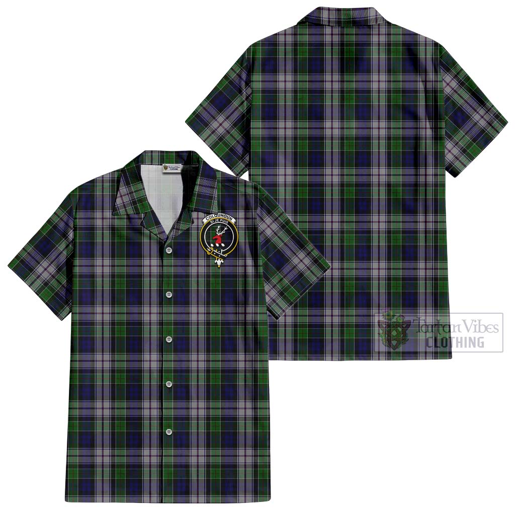 Tartan Vibes Clothing Colquhoun Dress Tartan Cotton Hawaiian Shirt with Family Crest