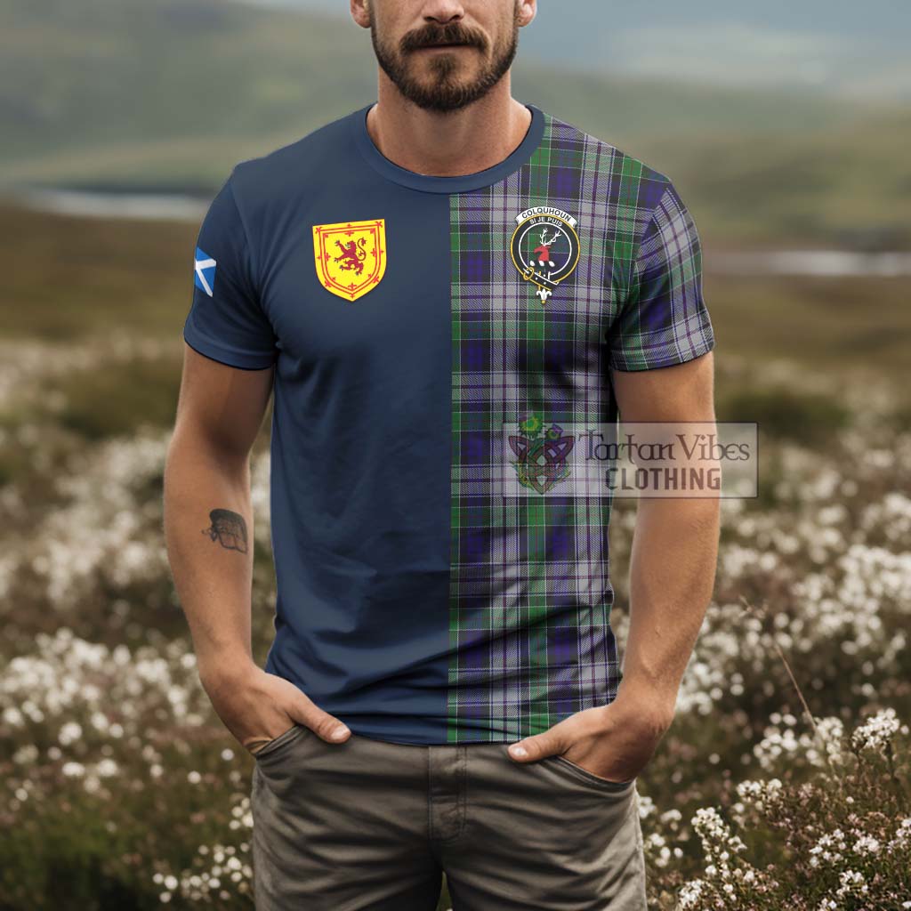 Tartan Vibes Clothing Colquhoun Dress Tartan T-Shirt Alba with Scottish Lion Royal Arm Half Style