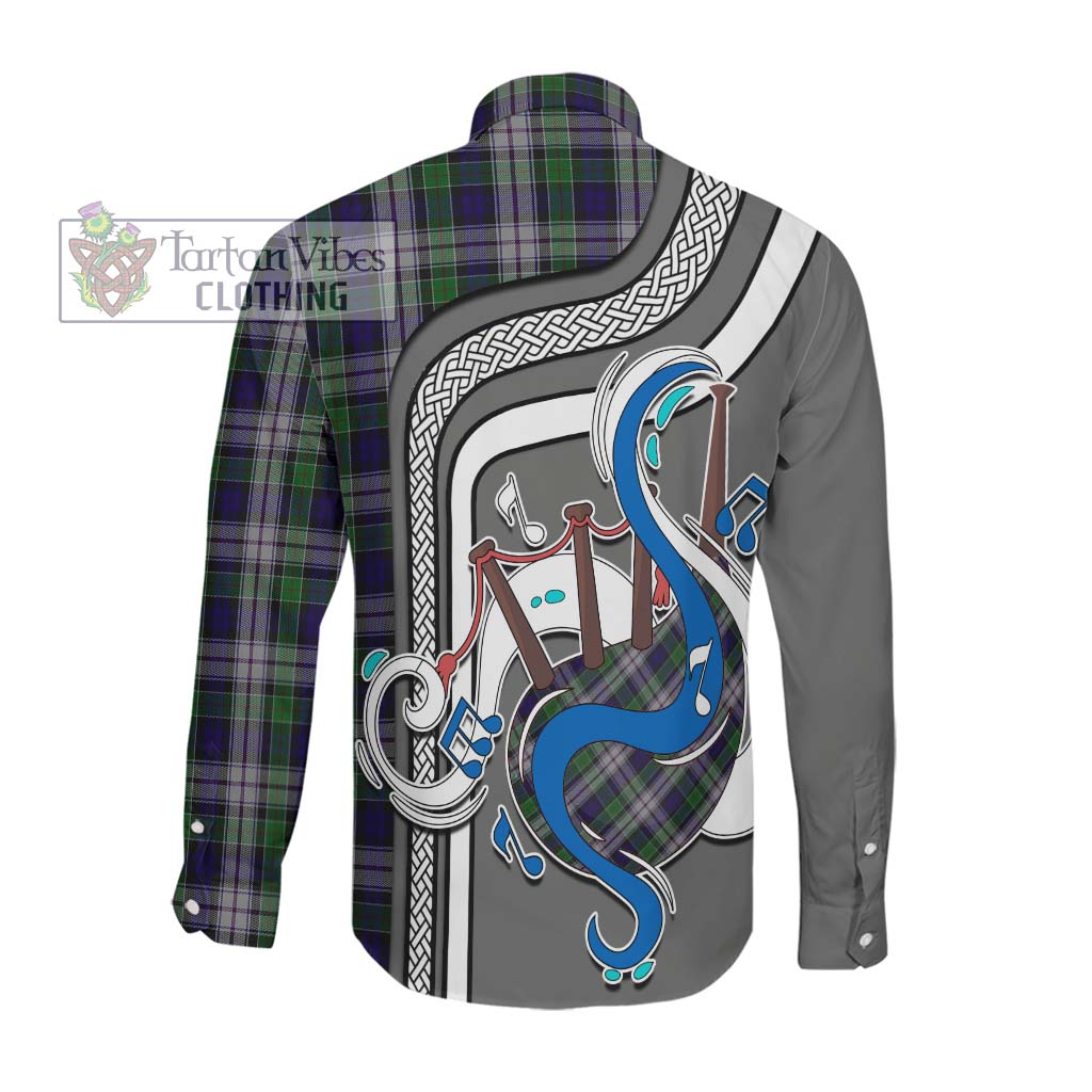 Tartan Vibes Clothing Colquhoun Dress Tartan Long Sleeve Button Shirt with Epic Bagpipe Style