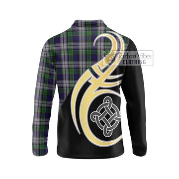 Colquhoun Dress Tartan Long Sleeve Polo Shirt with Family Crest and Celtic Symbol Style