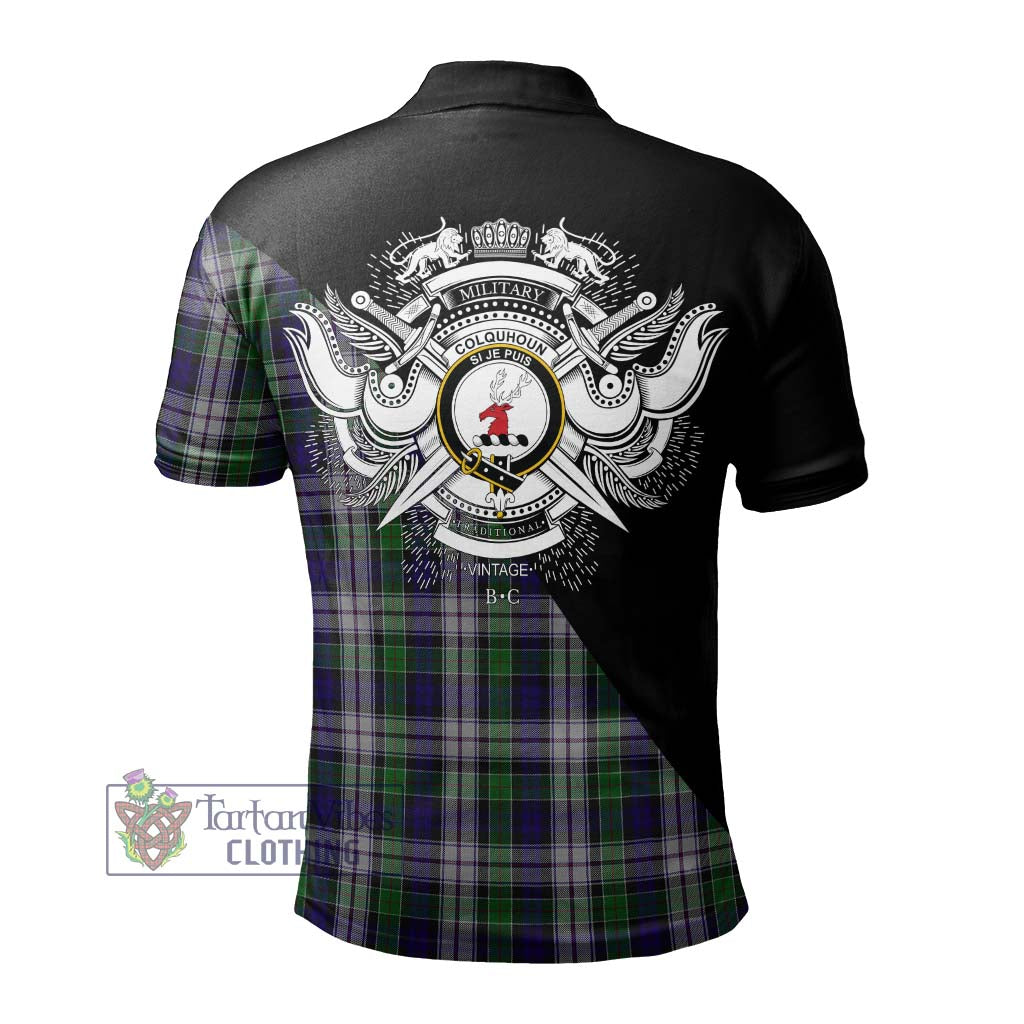 Tartan Vibes Clothing Colquhoun Dress Tartan Polo Shirt with Family Crest and Military Logo Style