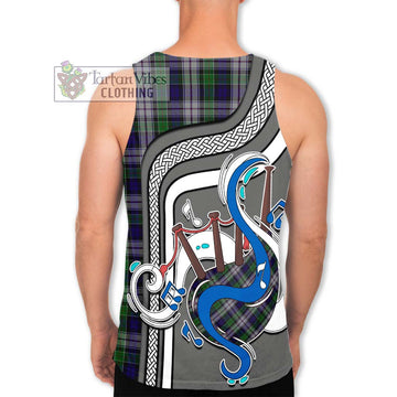 Colquhoun Dress Tartan Men's Tank Top with Epic Bagpipe Style