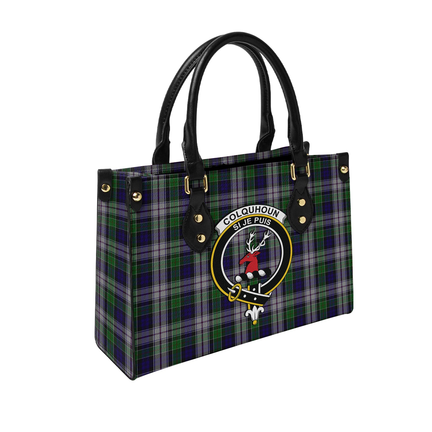 colquhoun-dress-tartan-leather-bag-with-family-crest