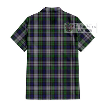 Colquhoun Dress Tartan Short Sleeve Button Shirt with Family Crest DNA In Me Style