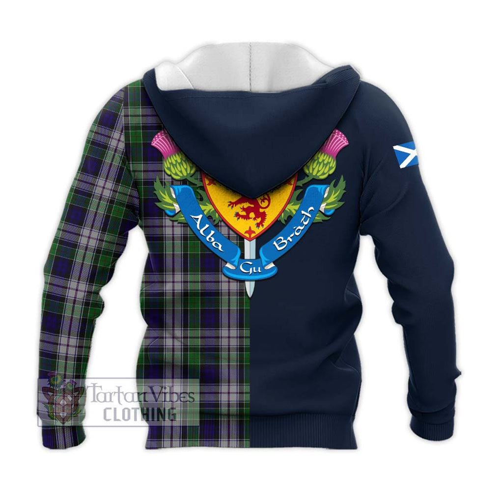 Tartan Vibes Clothing Colquhoun Dress Tartan Knitted Hoodie with Scottish Lion Royal Arm Half Style