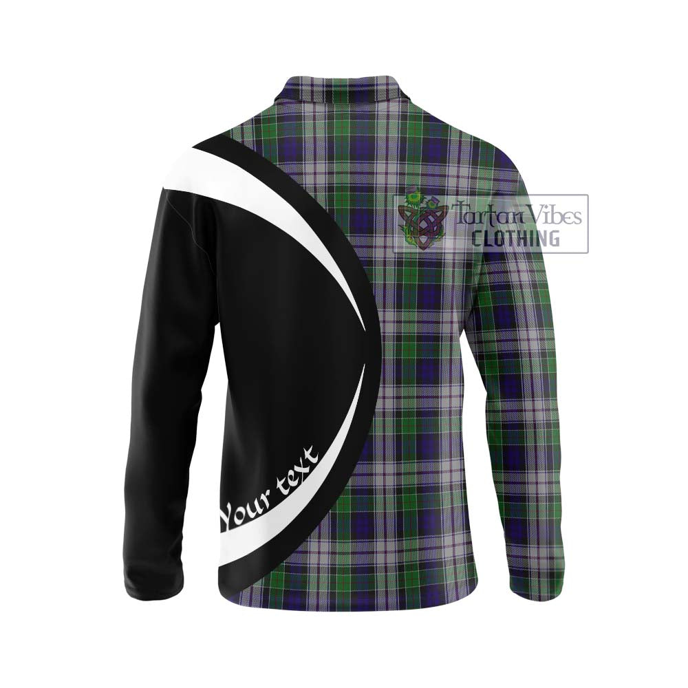 Colquhoun Dress Tartan Long Sleeve Polo Shirt with Family Crest Circle Style - Tartan Vibes Clothing