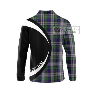 Colquhoun Dress Tartan Long Sleeve Polo Shirt with Family Crest Circle Style