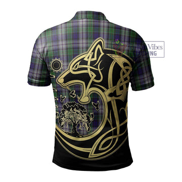 Colquhoun Dress Tartan Polo Shirt with Family Crest Celtic Wolf Style