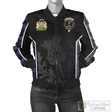 Colquhoun Dress Tartan Bomber Jacket with Family Crest and Scottish Thistle Vibes Sport Style