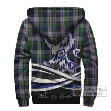 Colquhoun Dress Tartan Sherpa Hoodie with Alba Gu Brath Regal Lion Emblem