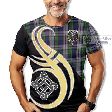 Colquhoun Dress Tartan T-Shirt with Family Crest and Celtic Symbol Style