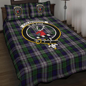 Colquhoun Dress Tartan Quilt Bed Set with Family Crest