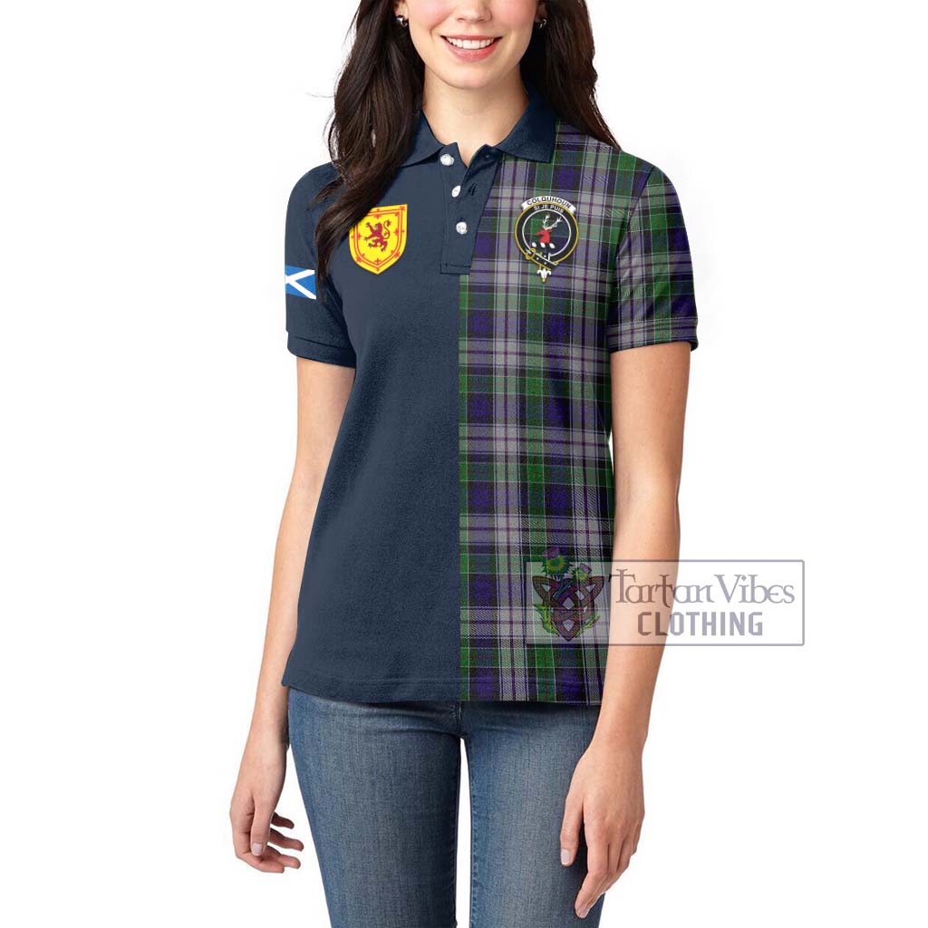 Tartan Vibes Clothing Colquhoun Dress Tartan Women's Polo Shirt with Scottish Lion Royal Arm Half Style