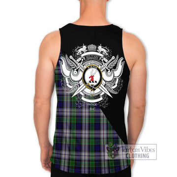 Colquhoun Dress Tartan Men's Tank Top with Family Crest and Military Logo Style