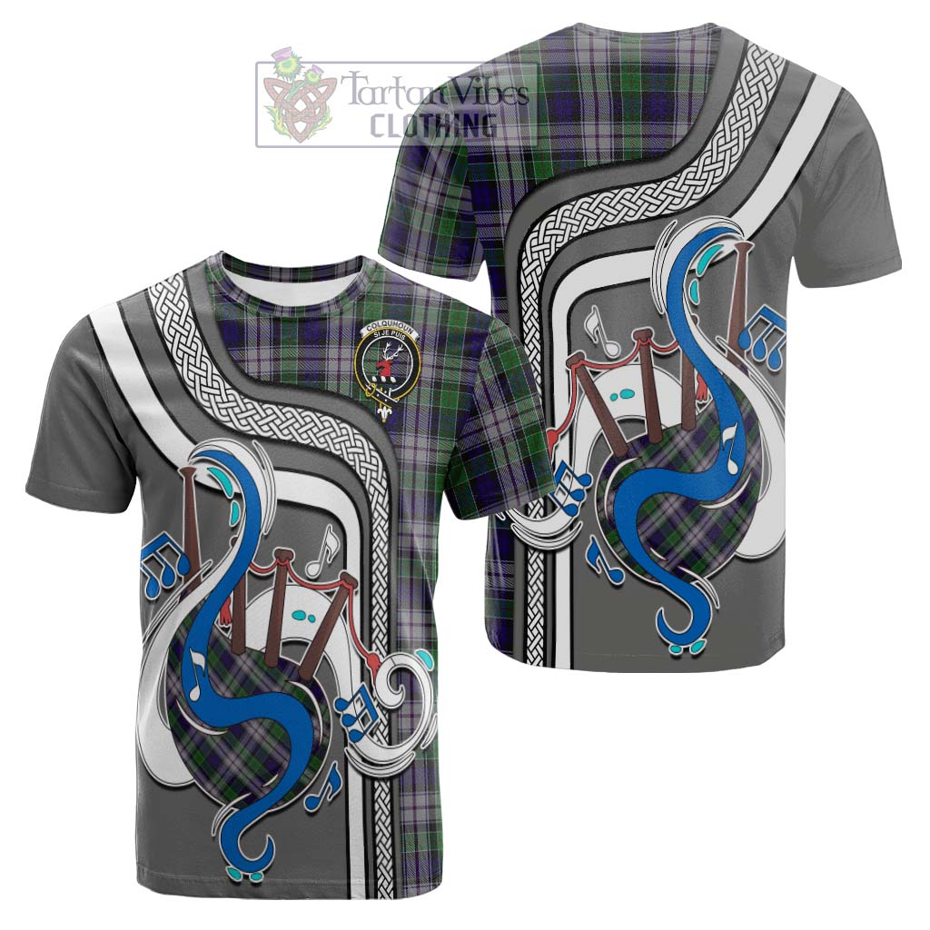 Tartan Vibes Clothing Colquhoun Dress Tartan Cotton T-shirt with Epic Bagpipe Style