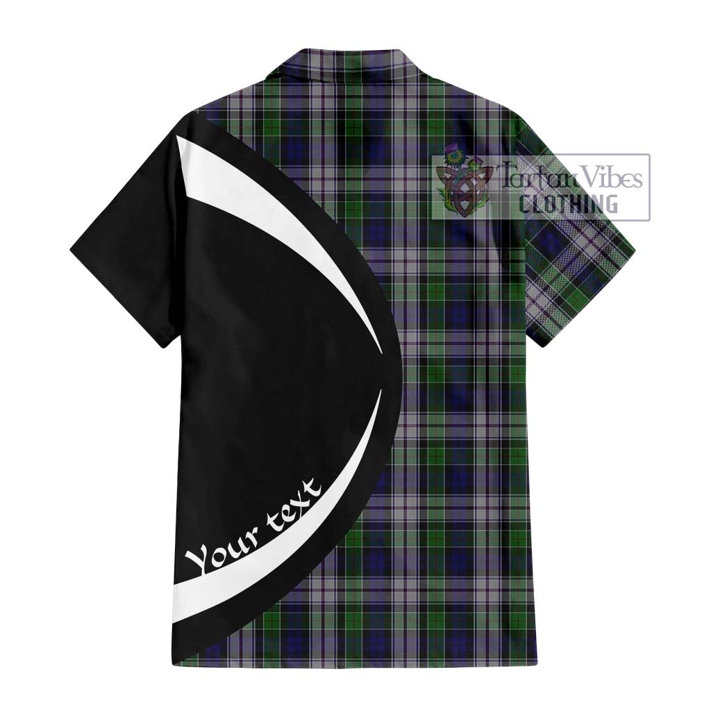 Colquhoun Dress Tartan Short Sleeve Button Up with Family Crest Circle Style - Tartan Vibes Clothing