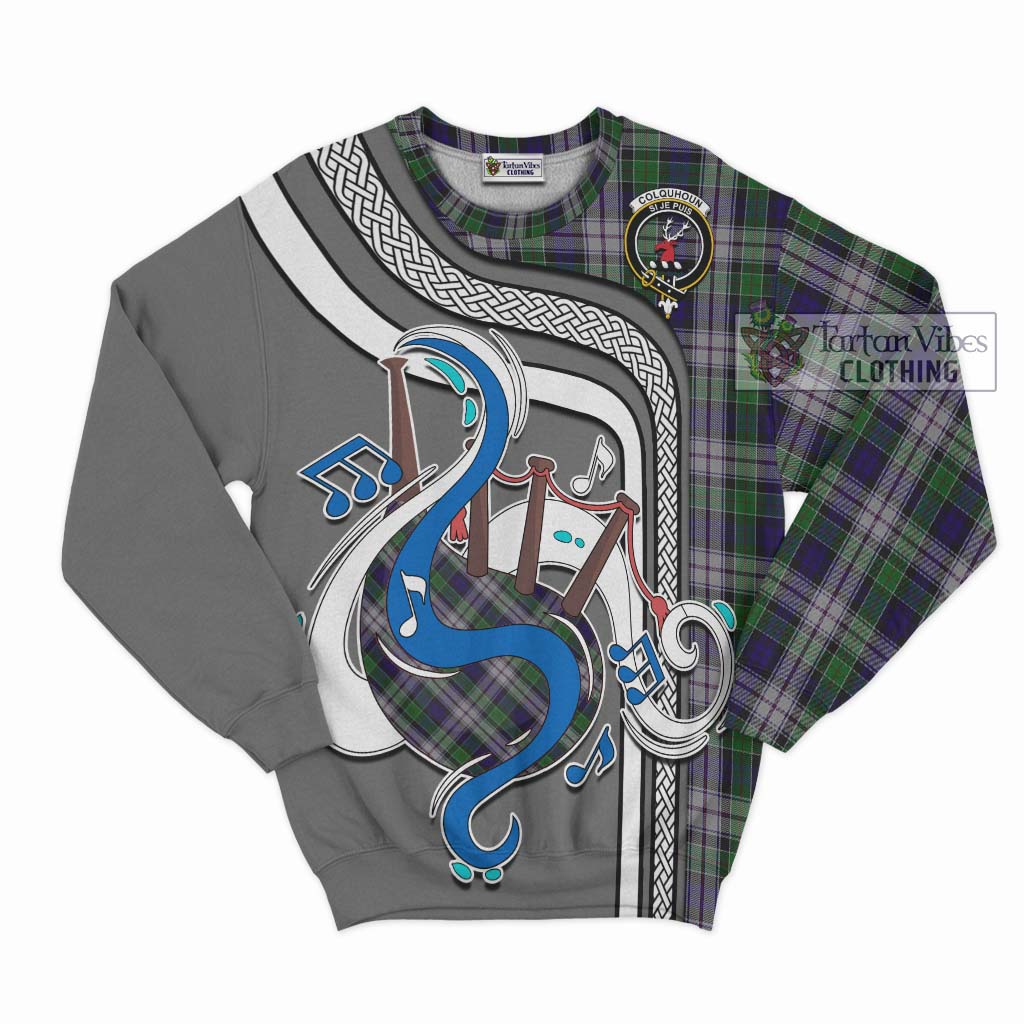 Tartan Vibes Clothing Colquhoun Dress Tartan Sweatshirt with Epic Bagpipe Style