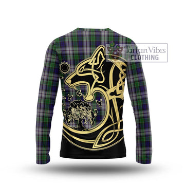 Colquhoun Dress Tartan Long Sleeve T-Shirt with Family Crest Celtic Wolf Style