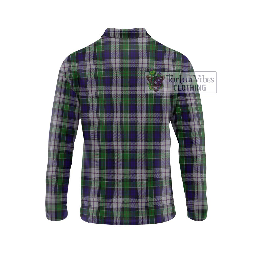 Tartan Vibes Clothing Colquhoun Dress Tartan Long Sleeve Polo Shirt with Family Crest DNA In Me Style