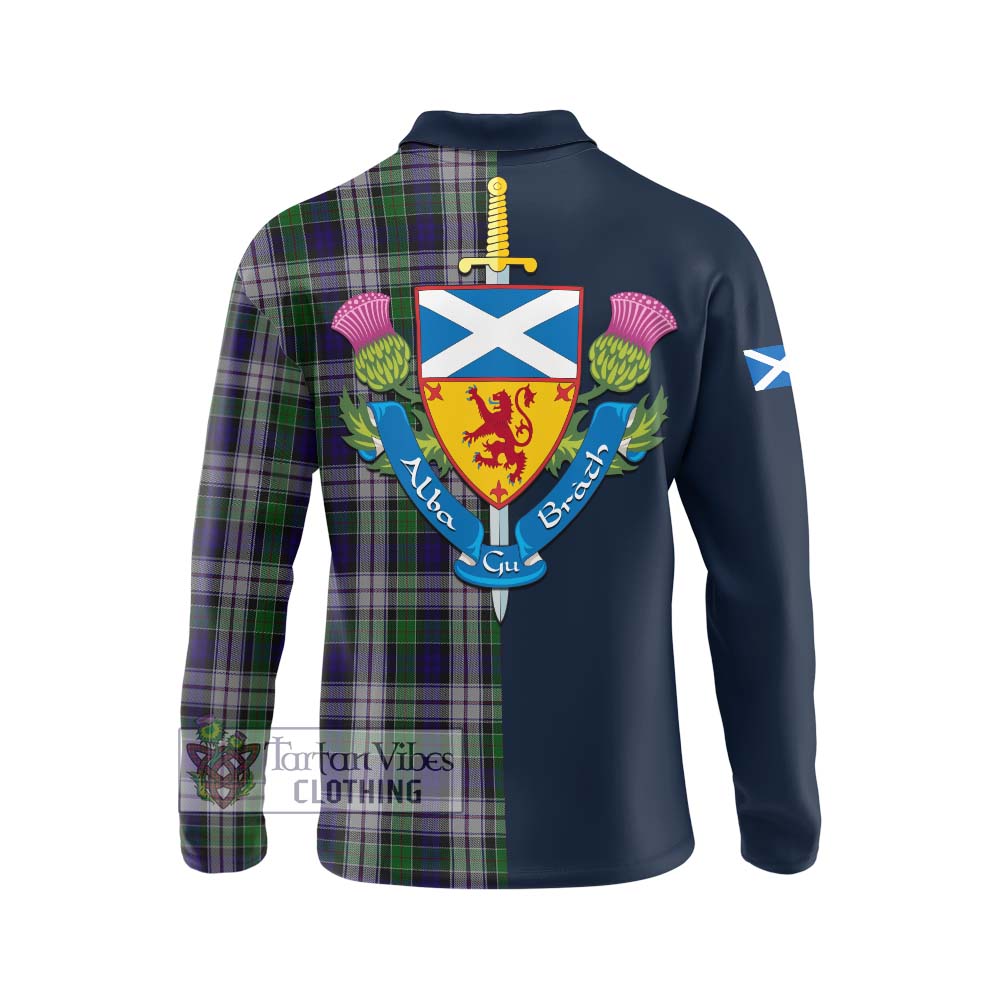 Tartan Vibes Clothing Colquhoun Dress Tartan Long Sleeve Polo Shirt with Scottish Lion Royal Arm Half Style