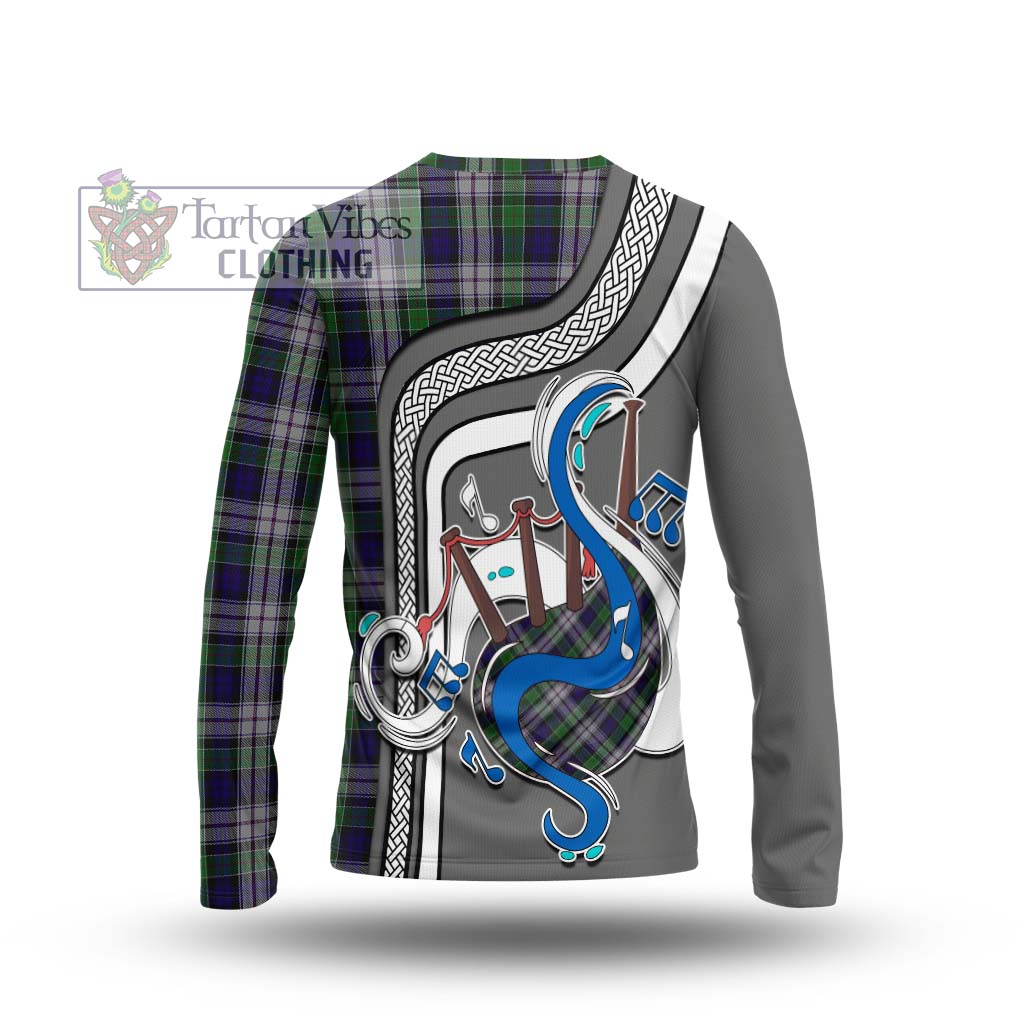 Tartan Vibes Clothing Colquhoun Dress Tartan Long Sleeve T-Shirt with Epic Bagpipe Style