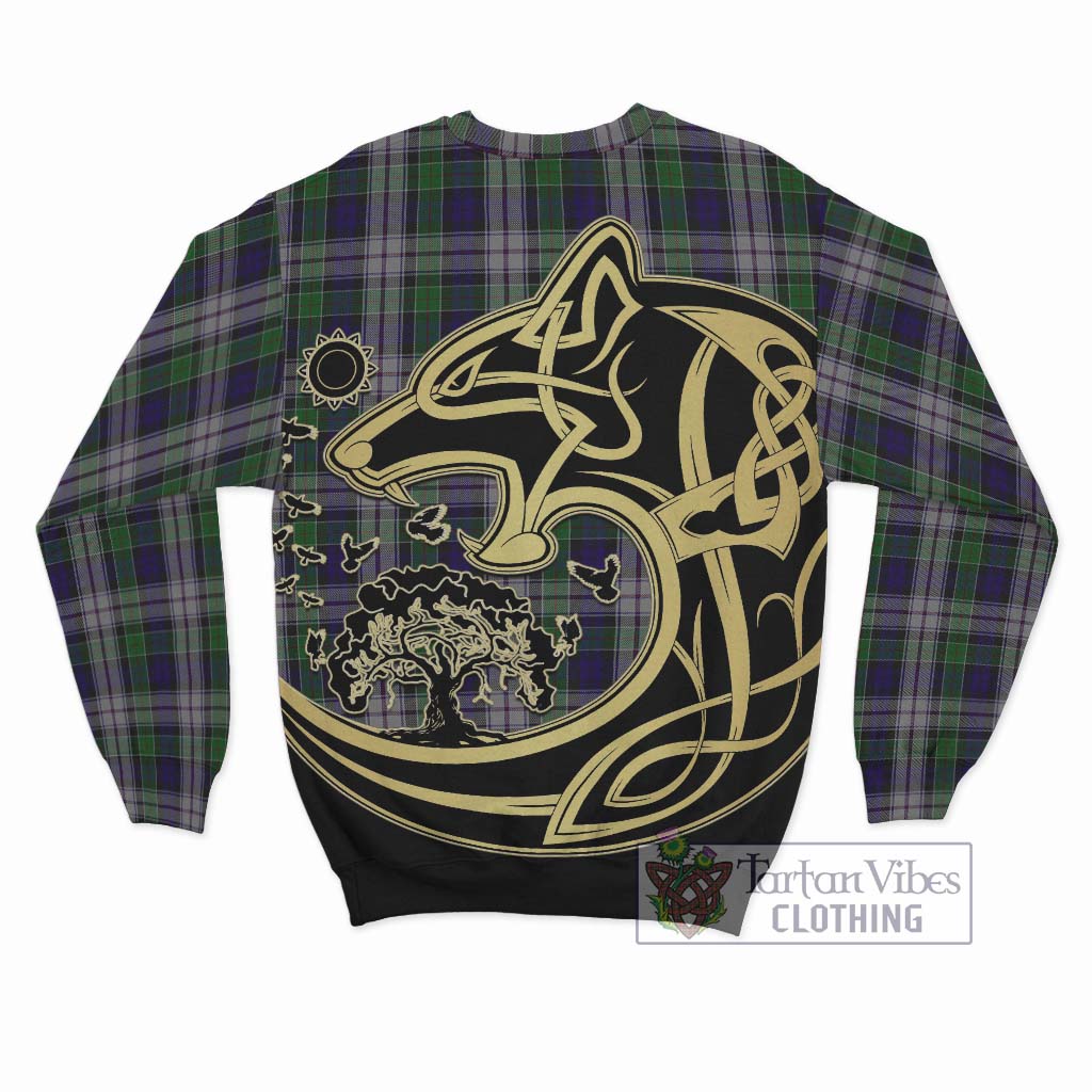 Tartan Vibes Clothing Colquhoun Dress Tartan Sweatshirt with Family Crest Celtic Wolf Style