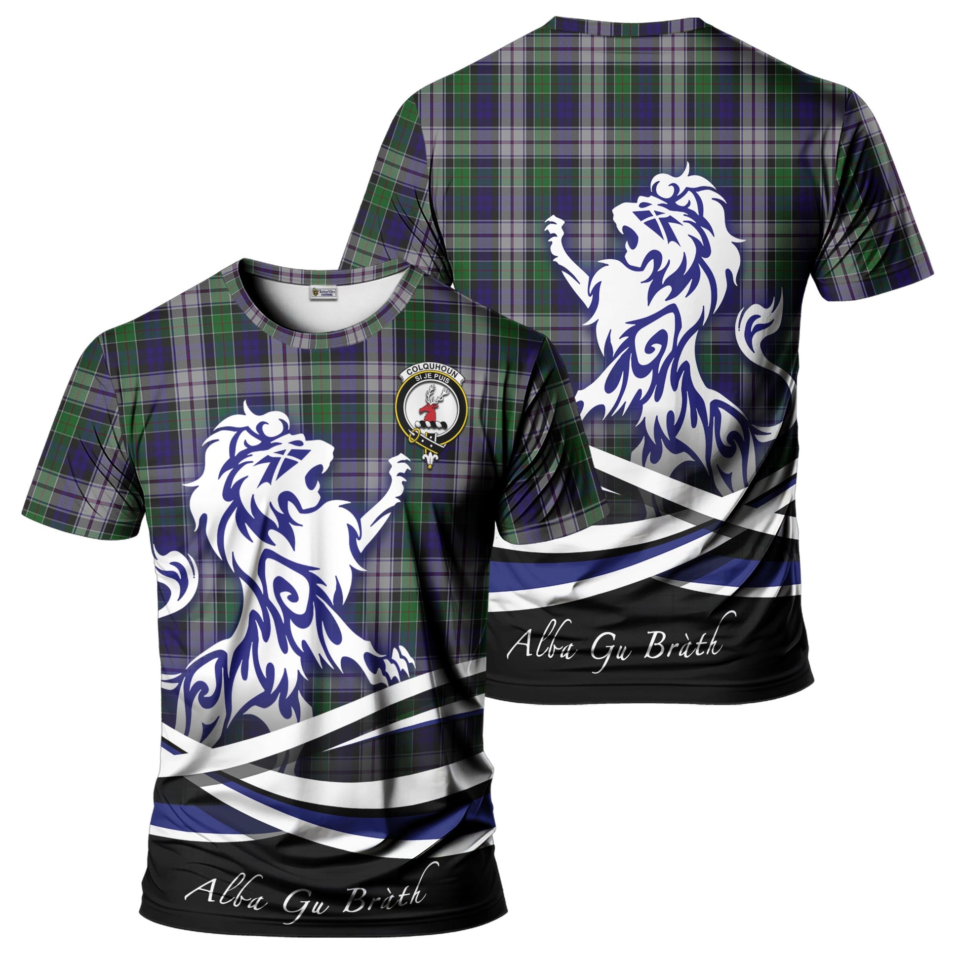 colquhoun-dress-tartan-t-shirt-with-alba-gu-brath-regal-lion-emblem