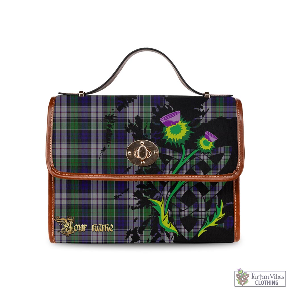 Tartan Vibes Clothing Colquhoun Dress Tartan Waterproof Canvas Bag with Scotland Map and Thistle Celtic Accents