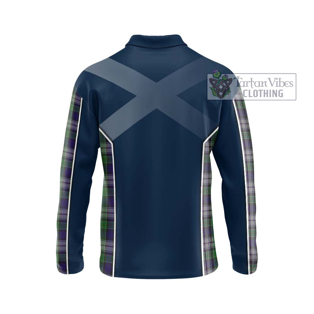 Tartan Vibes Clothing Colquhoun Dress Tartan Long Sleeve Polo Shirt with Family Crest and Lion Rampant Vibes Sport Style