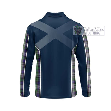 Colquhoun Dress Tartan Long Sleeve Polo Shirt with Family Crest and Lion Rampant Vibes Sport Style