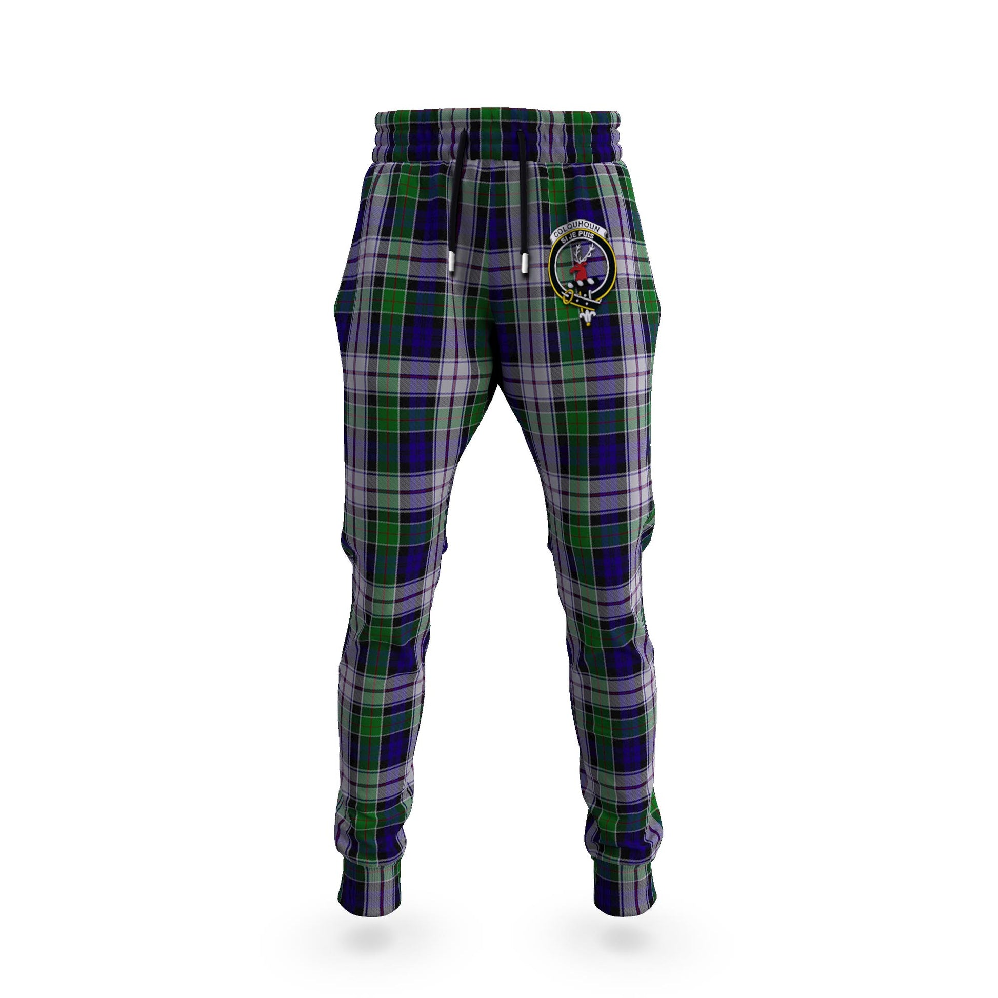 Colquhoun Dress Tartan Joggers Pants with Family Crest 5XL - Tartan Vibes Clothing