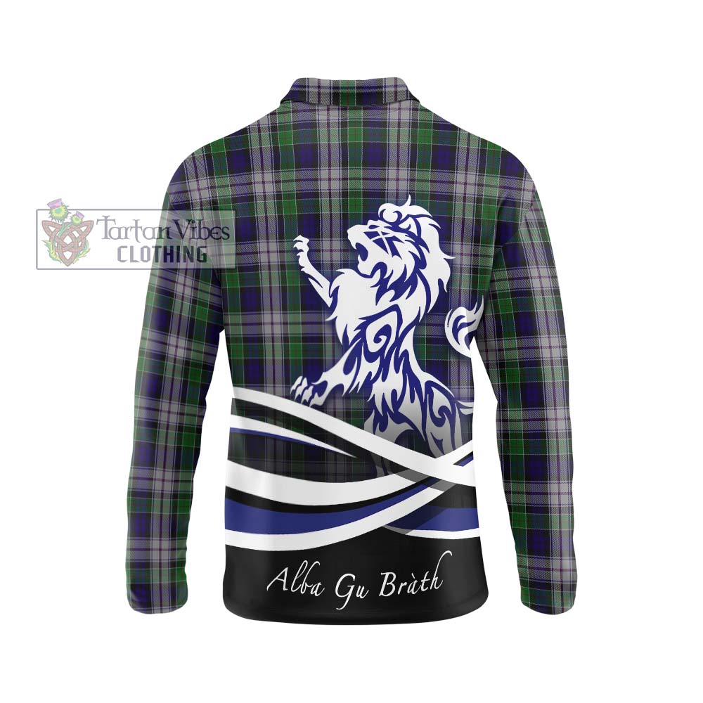 Tartan Vibes Clothing Colquhoun Dress Tartan Long Sleeve Polo Shirt with Alba Gu Brath Regal Lion Emblem