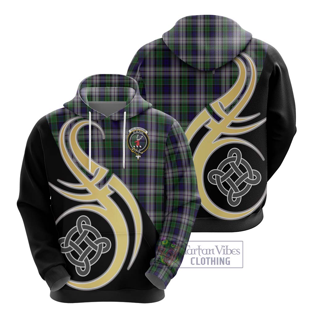 Colquhoun Dress Tartan Hoodie with Family Crest and Celtic Symbol Style - Tartan Vibes Clothing