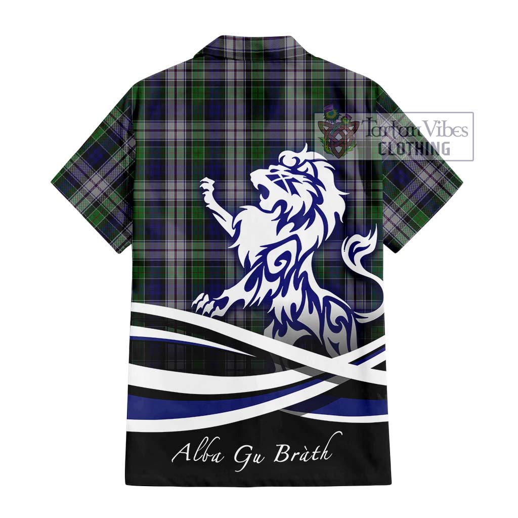 Tartan Vibes Clothing Colquhoun Dress Tartan Short Sleeve Button Shirt with Alba Gu Brath Regal Lion Emblem