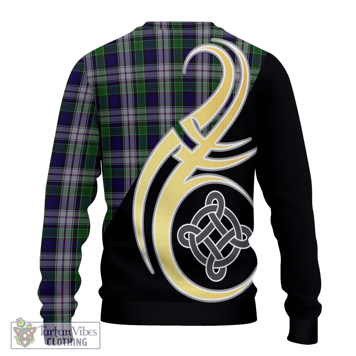 Colquhoun Dress Tartan Knitted Sweater with Family Crest and Celtic Symbol Style - Tartan Vibes Clothing