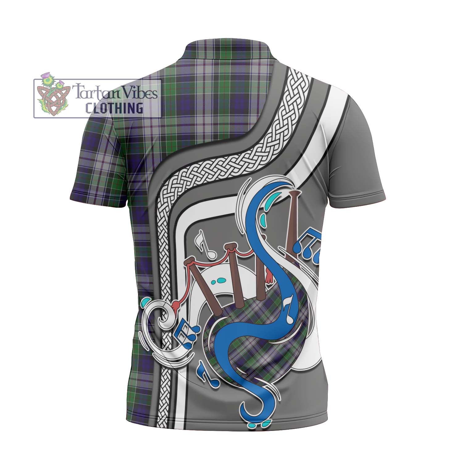 Tartan Vibes Clothing Colquhoun Dress Tartan Zipper Polo Shirt with Epic Bagpipe Style