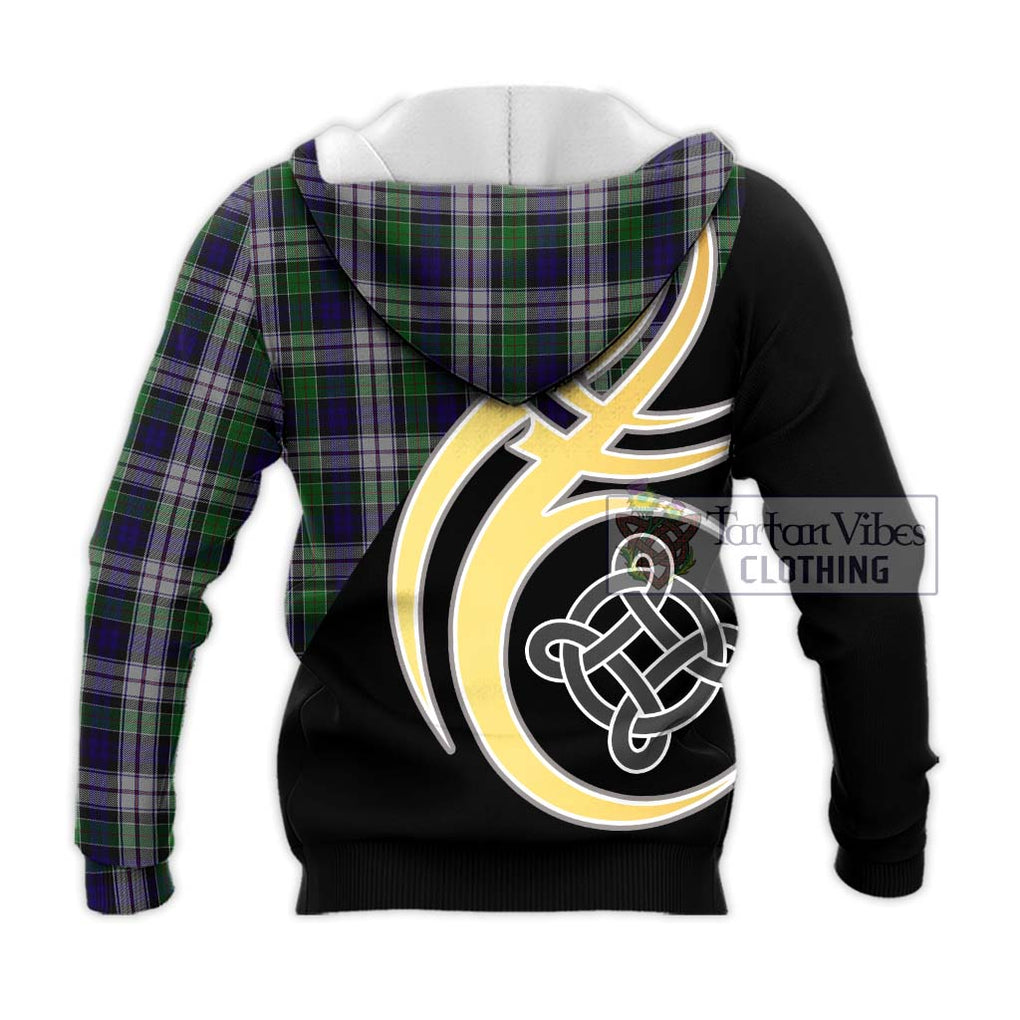 Colquhoun Dress Tartan Knitted Hoodie with Family Crest and Celtic Symbol Style - Tartan Vibes Clothing