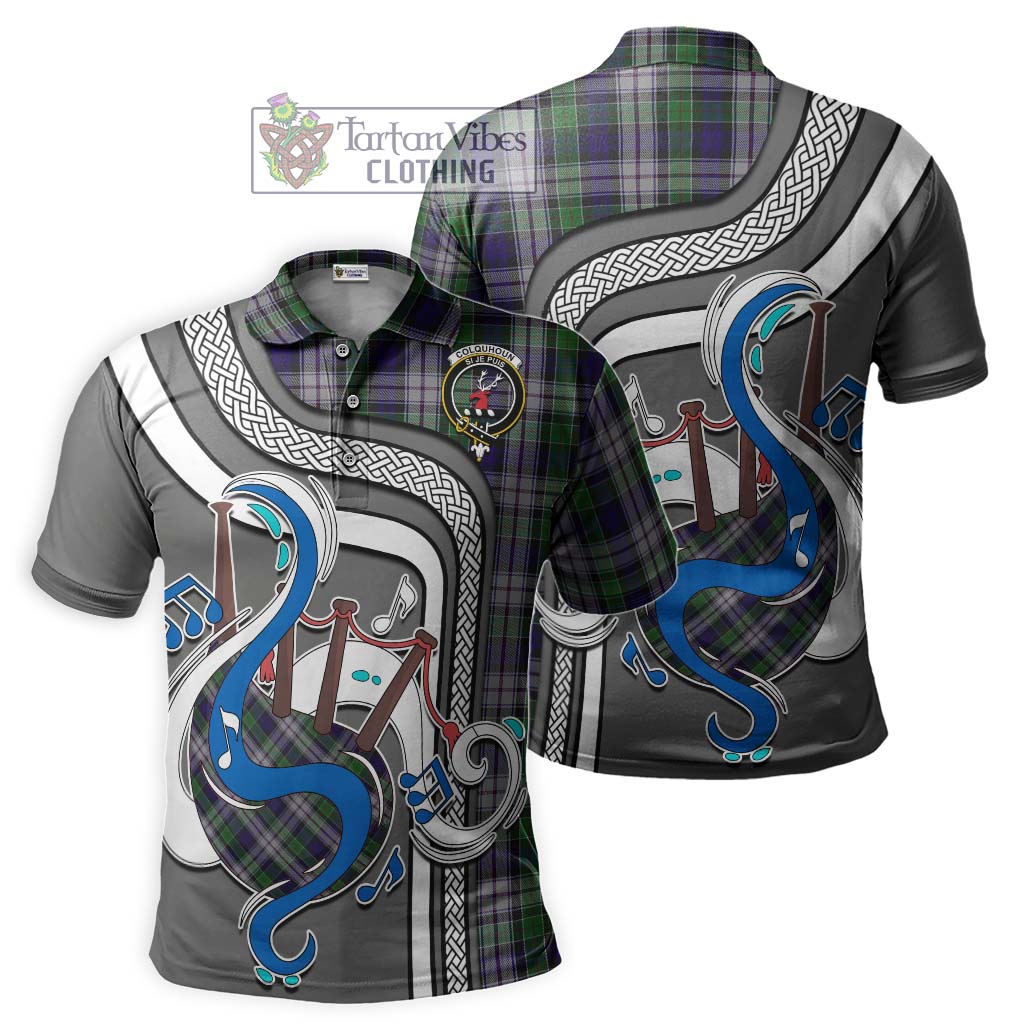 Tartan Vibes Clothing Colquhoun Dress Tartan Polo Shirt with Epic Bagpipe Style