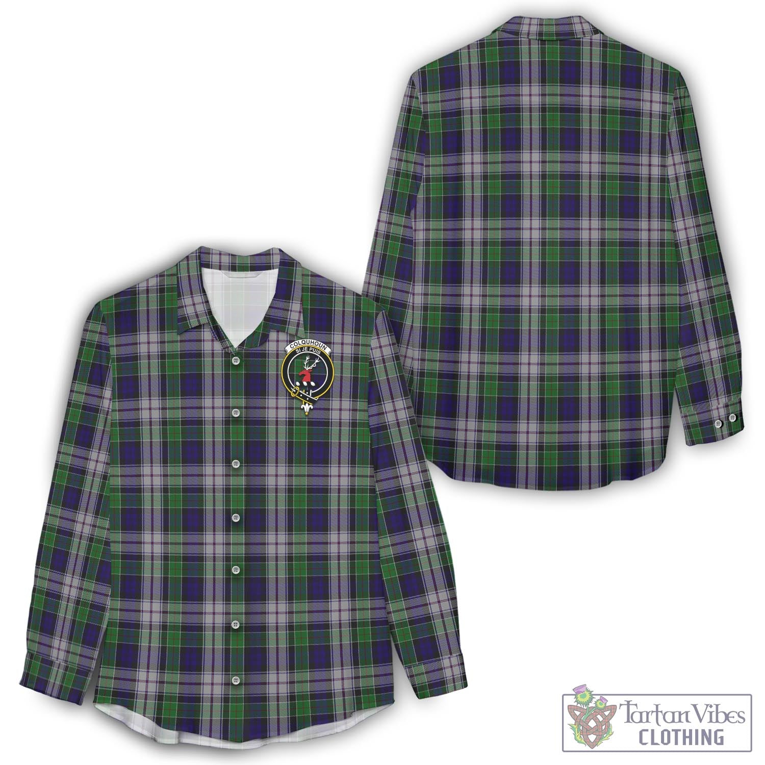 Tartan Vibes Clothing Colquhoun Dress Tartan Womens Casual Shirt with Family Crest