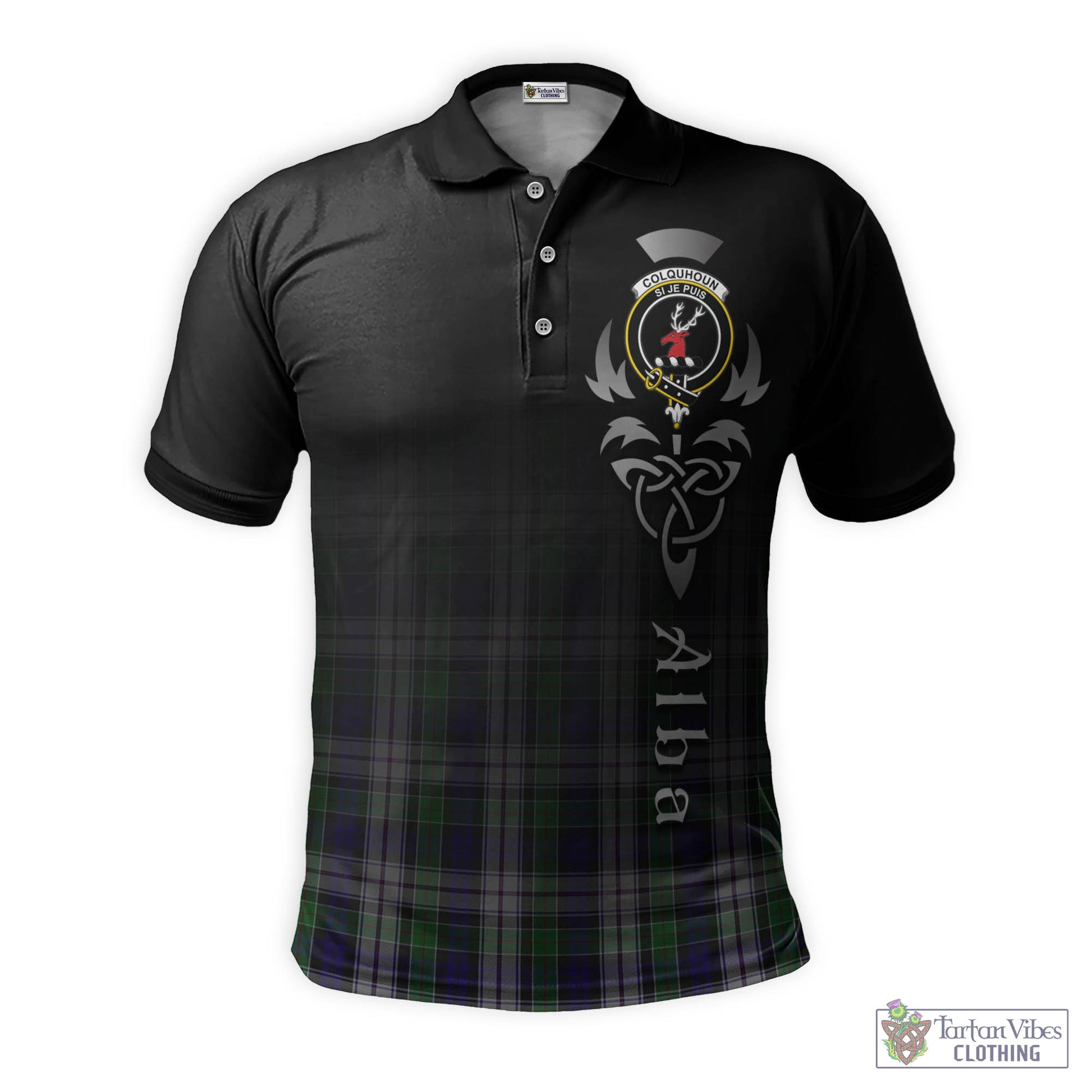 Tartan Vibes Clothing Colquhoun Dress Tartan Polo Shirt Featuring Alba Gu Brath Family Crest Celtic Inspired