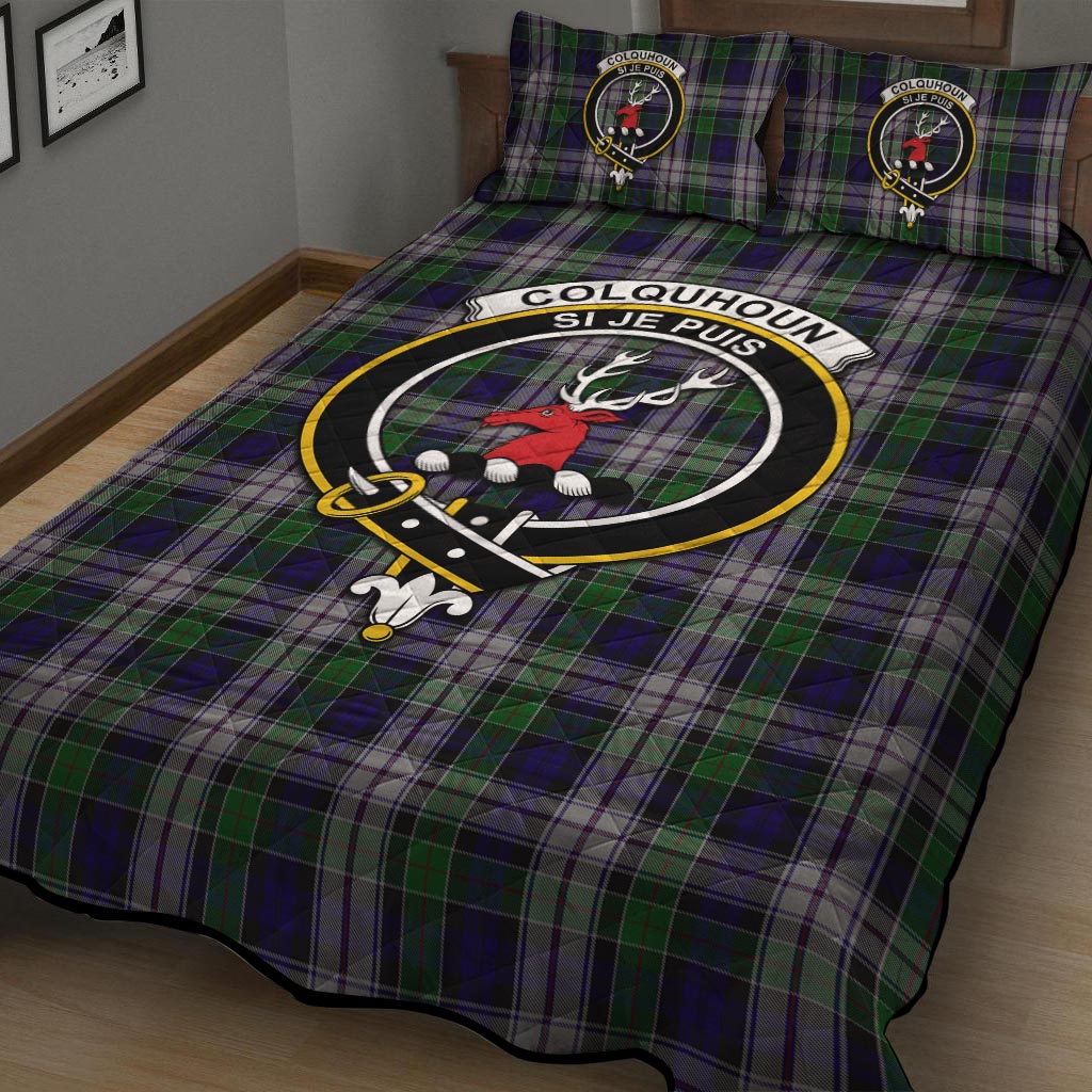 Colquhoun Dress Tartan Quilt Bed Set with Family Crest - Tartan Vibes Clothing