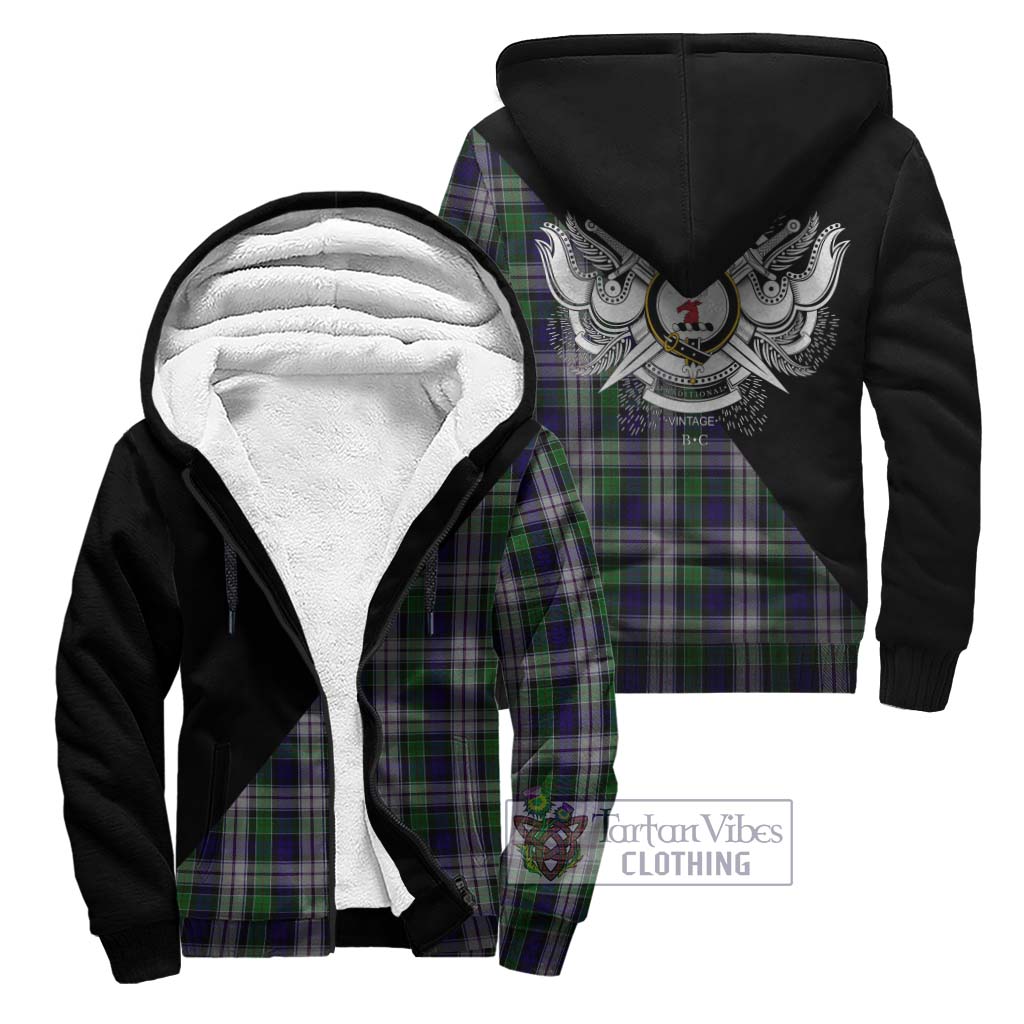 Tartan Vibes Clothing Colquhoun Dress Tartan Sherpa Hoodie with Family Crest and Military Logo Style